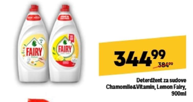 Deterdžent za sudove Chamomile&Vitamin, Lemon Fairy, 900ml