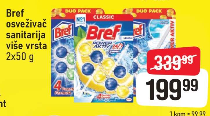 Bref osveživač sanitarija više vrsta 2x50 g