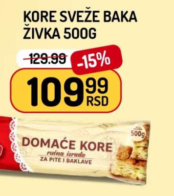 KORE SVEŽE BAKA ŽIVKA 500g