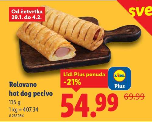 Rolovano hot dog pecivo