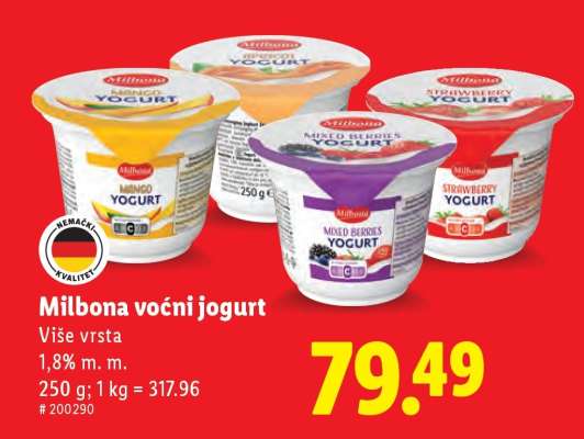 Milbona ovocný jogurt