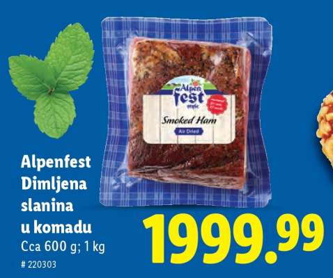 Alpenfest Dimljena slanina u komadu