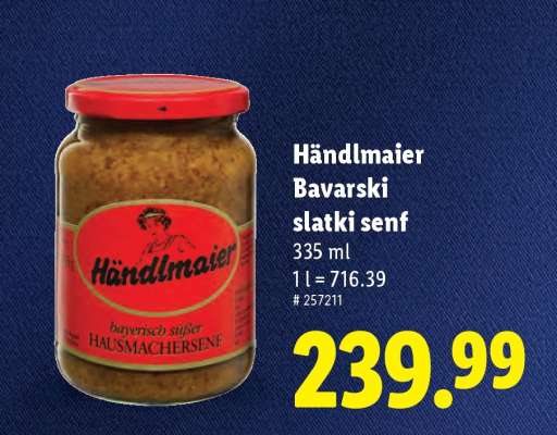 Händlmaier Bavarski slatki senf