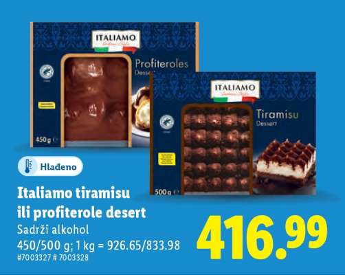 Italiamo Tiramisu ili profiterole desert