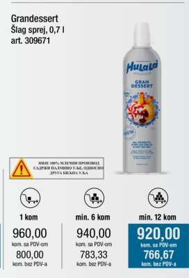 Grandessert Šlag sprej, 0,7 l