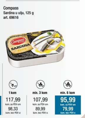 Compass Sardina u ulju, 125 g