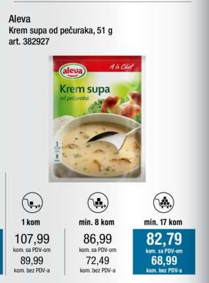 Aleva Krem supa od pečuraka, 51 g