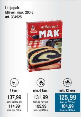 Unijapak Mleveni mak, 200 g
