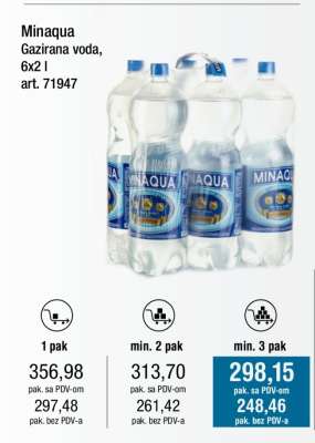 Minaqua Gazirana voda, 6x2 l