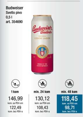 Budweiser Svetlo pivo 0,5 l