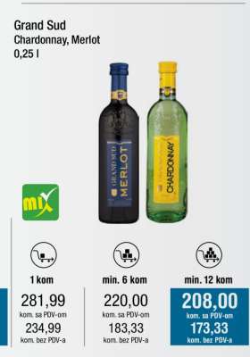 Grand Sud Chardonnay, Merlot 0,25 l