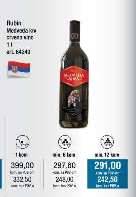 Rubin Medveđa krv crveno vino 1 l