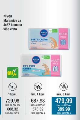 Nivea Maramice za 4x57 komada