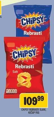 CHIPSY Rebrasti Slani, Kečap 95g
