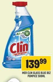 MER CLIN GLASS BLUE BEZ PUMPICE 500ML