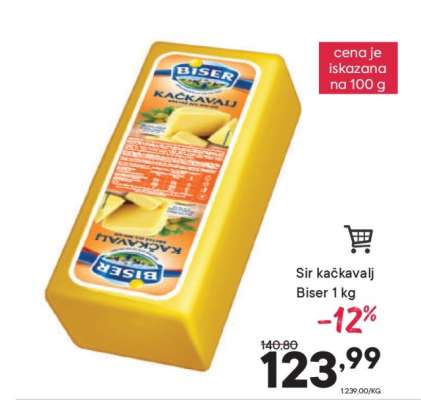 Sir kačkavalj Biser 1 kg