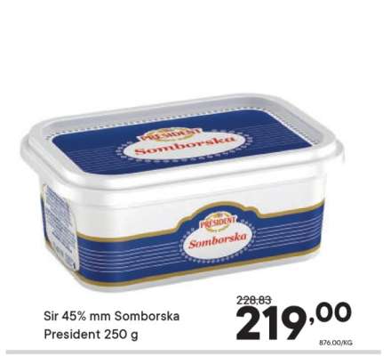 Sir 45%mm Somborska President 250 g
