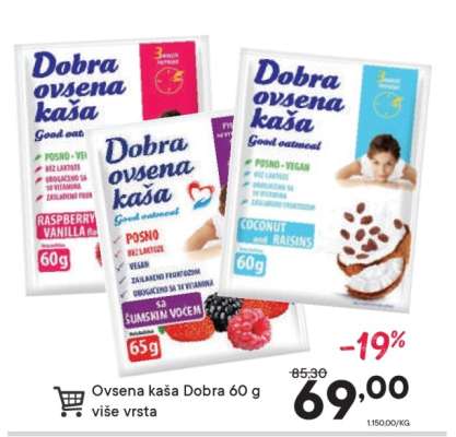 Ovsena kaša Dobra 60 g više vrsta