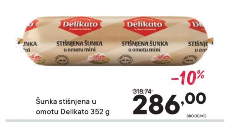 Šunka stisnjena u omotu Delikato 352 g
