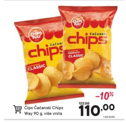 Čips Čačanski Chips Way 90 g, više vrsta