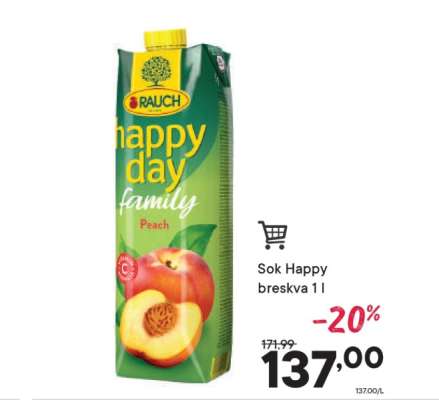 Sok Happy breskva 1 l