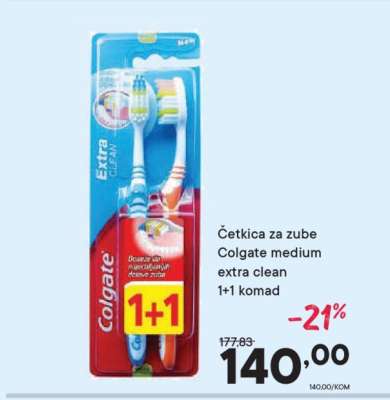Četkica za zube Colgate medium extra clean 1+1 komad