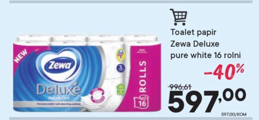 Toalet papir Zewa Deluxe Pure White 16 rolni