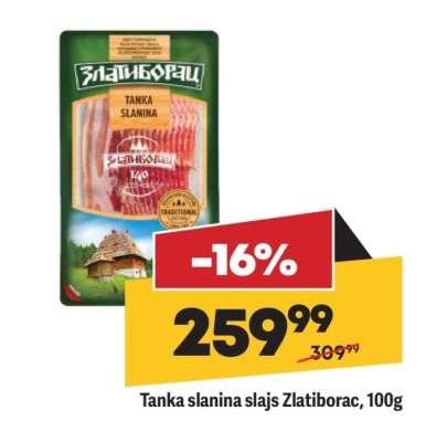 Tanka slanina slajs Zlatiborac 100g