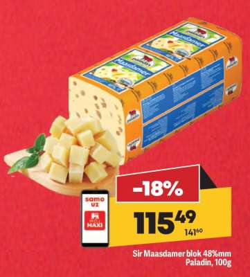 Sir Maasdamer blok 48%mm Paladin, 100g