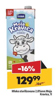 Mleko sterilizovano 2.8 mm Moja kravica 1L