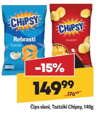 Čips slani, Tzatziki Chipsy, 140g