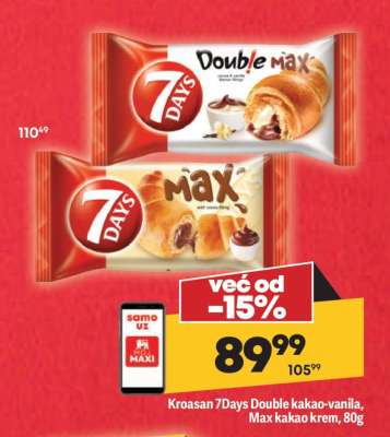 Kroasan 7Days Double kakao-vanila, Max kakao krem, 80g