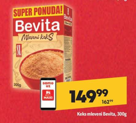 Keks mleveni Bevita, 300g