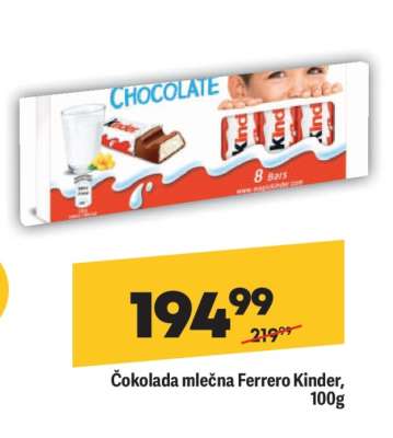 Čokolada mlečna Ferrero Kinder 100g