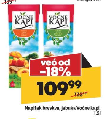 Napitak breskva, jabuka Voćne kapi, 1.5l