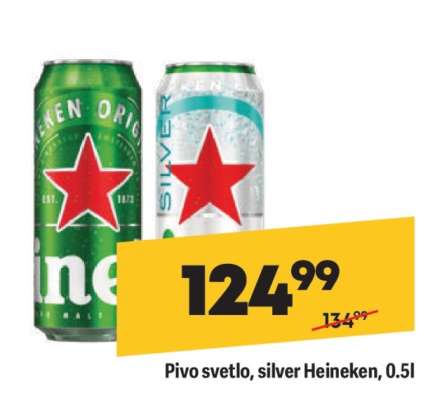 Pivo svetlo Silver Heineken 0.5l