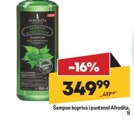 Šampon kopriva i pantenol Afrodita, 1l