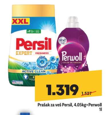 Prašak za veš Persil 4.05kg + Perwoll 1l
