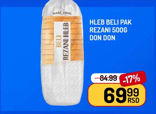 Hleb Beli Pak Rezani 500g Don Don