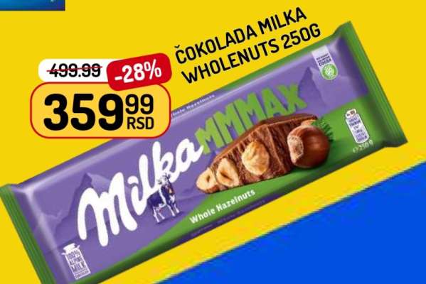 Čokolada Milka Wholenuts 250g