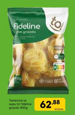 Testenine za supu to! fideline gnezdo 400g
