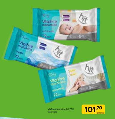 Vlažne maramice Hit 72/1