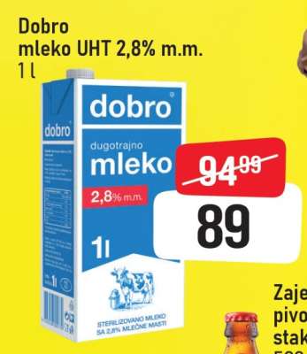Dobro mleko UHT 2,8% m.m.