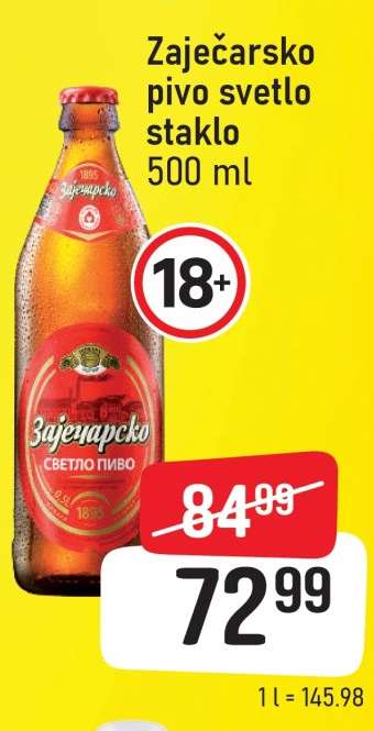 Zaječarsko pivo svetlo staklo