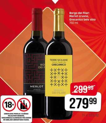 Borgo dei Filari Merlot crveno, Grecanico belo vino