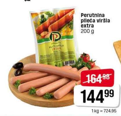 Perutnina pileća viršla extra