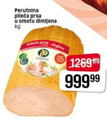 Perutnina pileća prsa u omotu dimljena