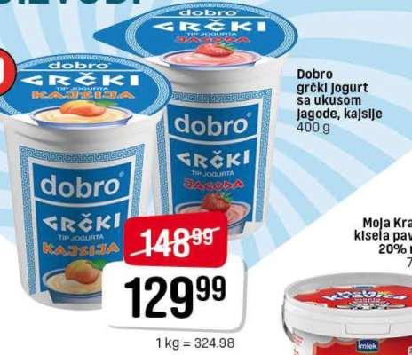 Dobro grčki jogurt sa ukusom jagode, kajsije
