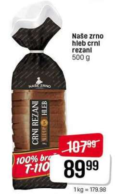 Naše zrno hleb crni rezani