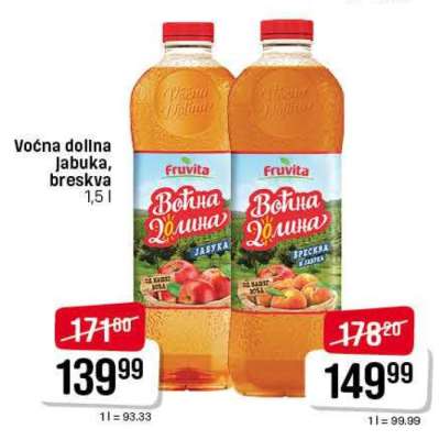 Voćna dolina Jabuka, breskva 1.5 l